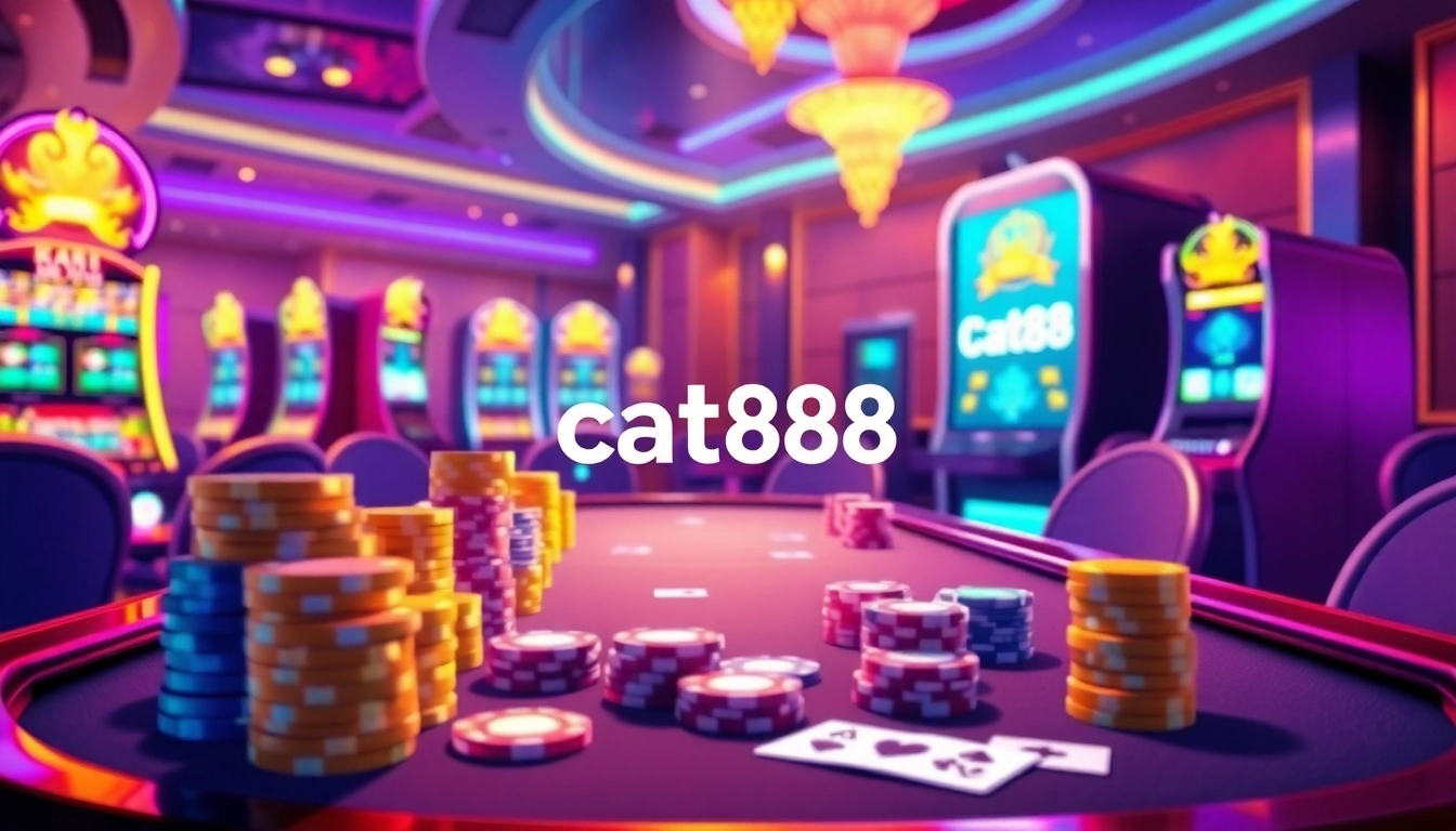 Experience the excitement of cat888 online casino gaming with colorful chips and vibrant screens.