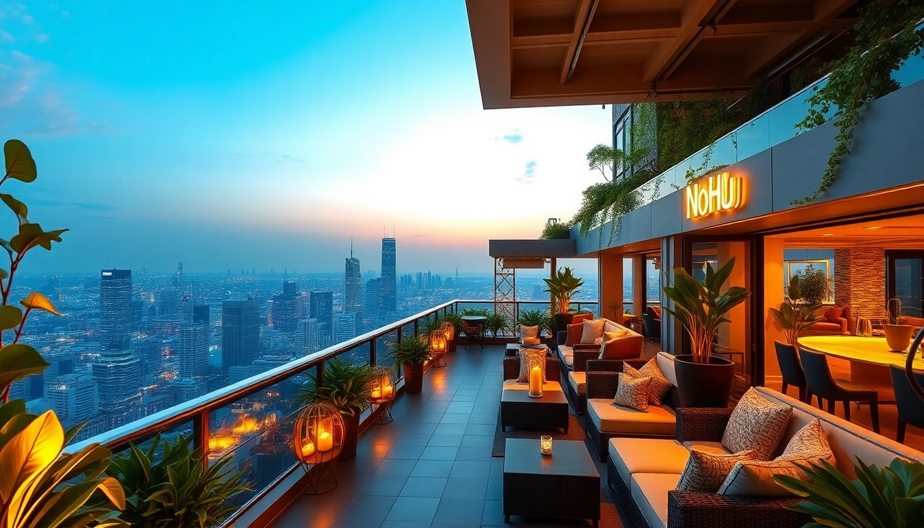 Experience the elegance at NoHu Rooftop Bar with stunning city views.