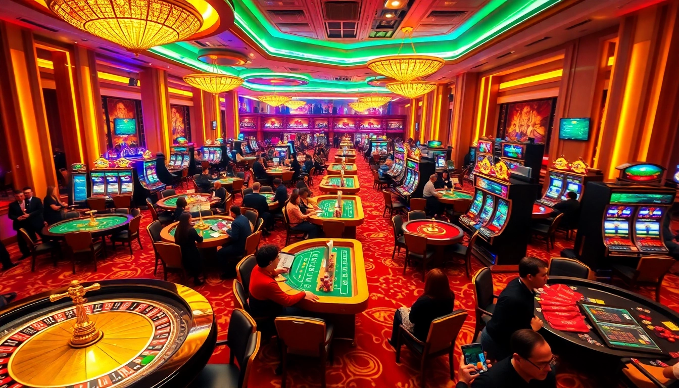 Experience the excitement of the top 10 nhà cái uy tín at a vibrant casino featuring blackjack tables and roulette wheels.