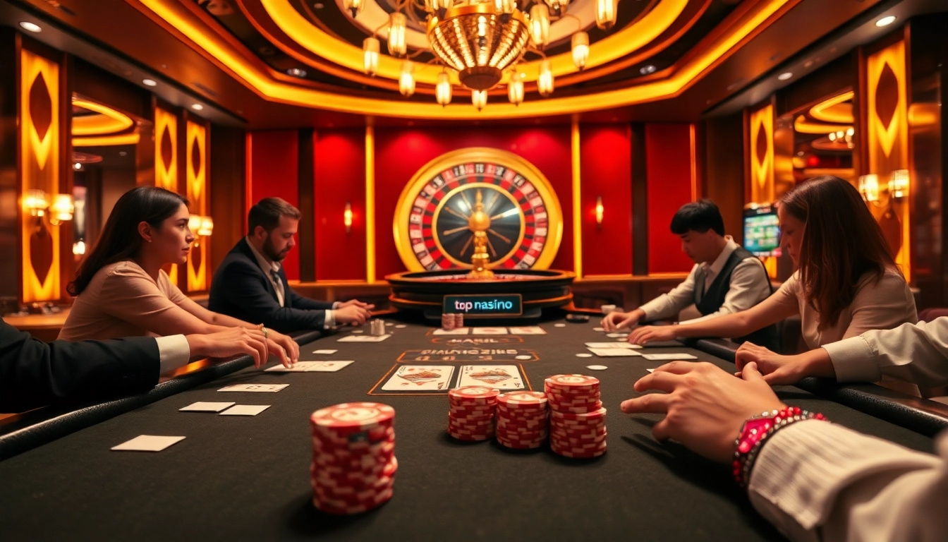 Experience the thrill of top nhà cái uy tín at a lively casino table with poker chips and cards.