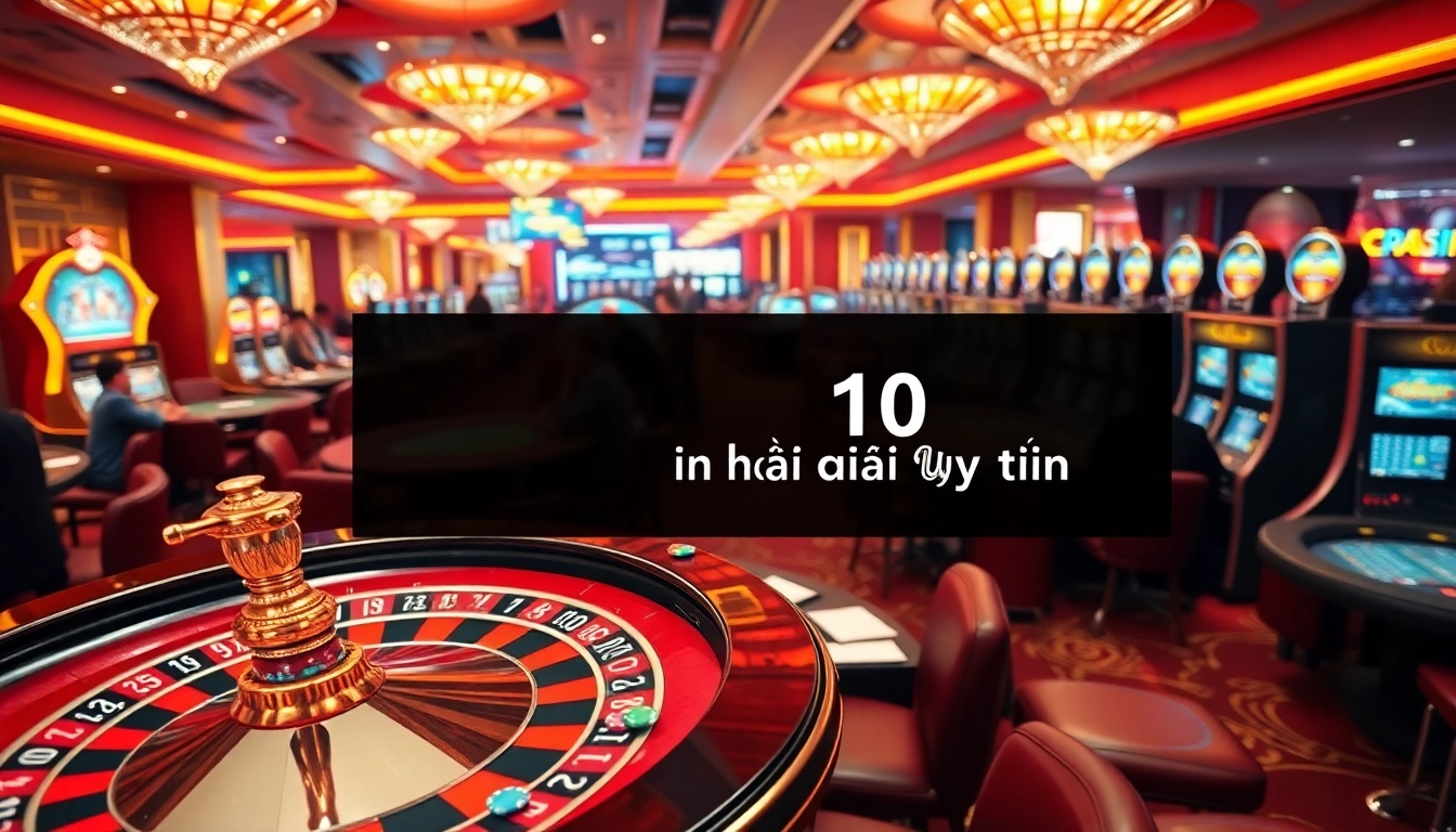 Top 10 nhà cái uy tín showcased in a vibrant casino setting with players engrossed in games.