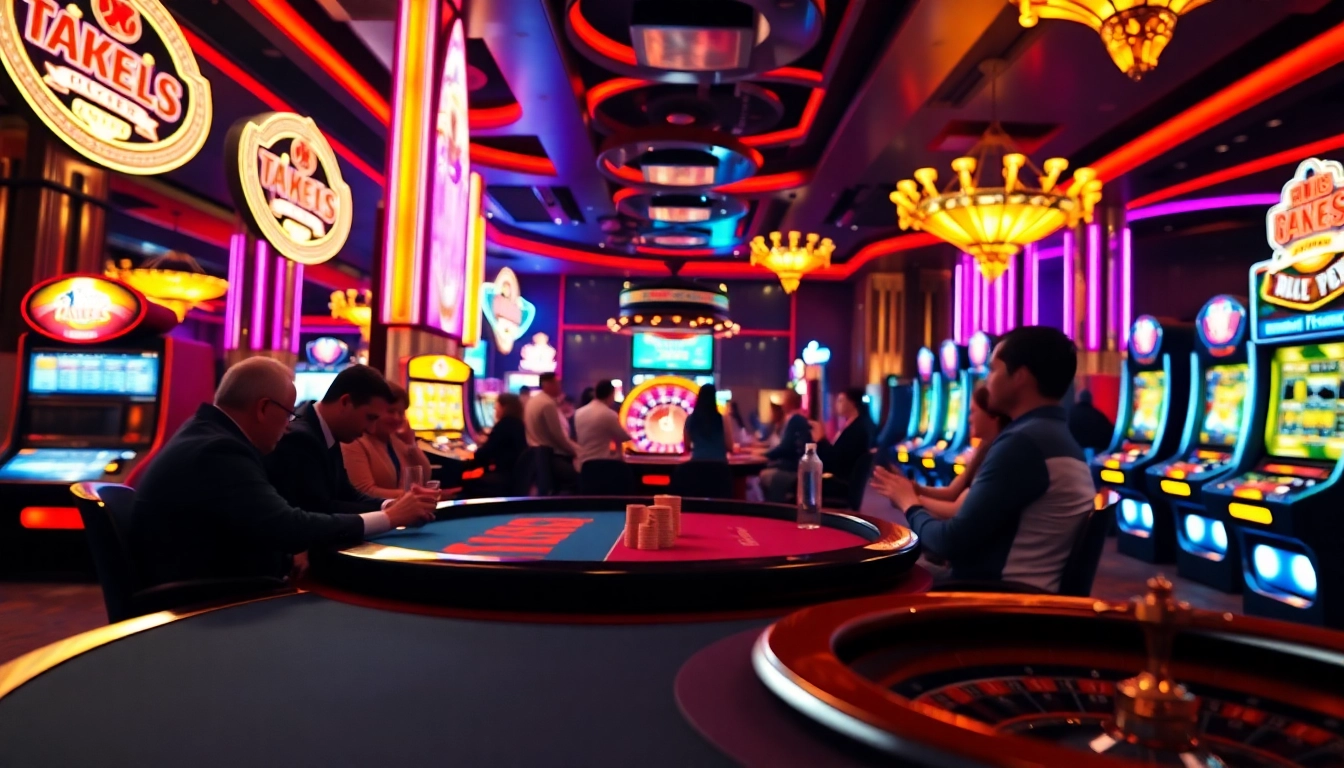 Dive into chat ai porn while enjoying a thrilling poker game, showcasing vibrant casino action at night.
