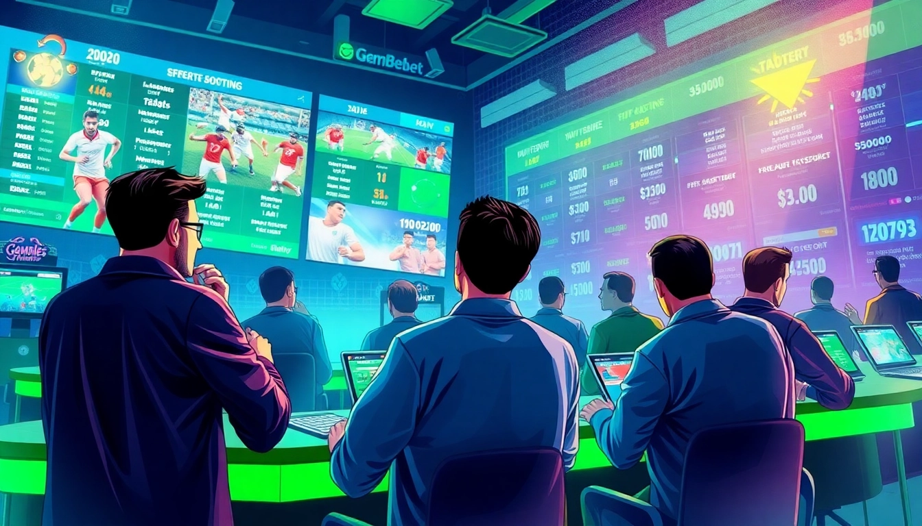 Dynamic scene of sports betting at GemBet, showcasing excitement and engagement with live events.