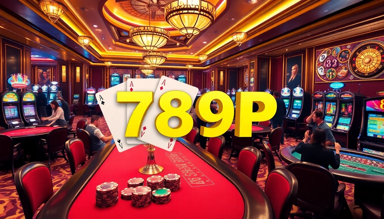 Experience the thrill of 789P with players winning at poker tables surrounded by vibrant slot machines.