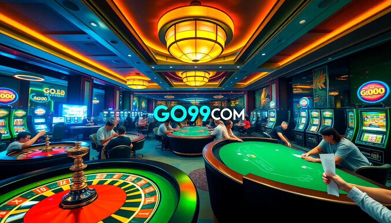 Experience the thrilling excitement of GO99COM casino games with vibrant roulette and poker action.