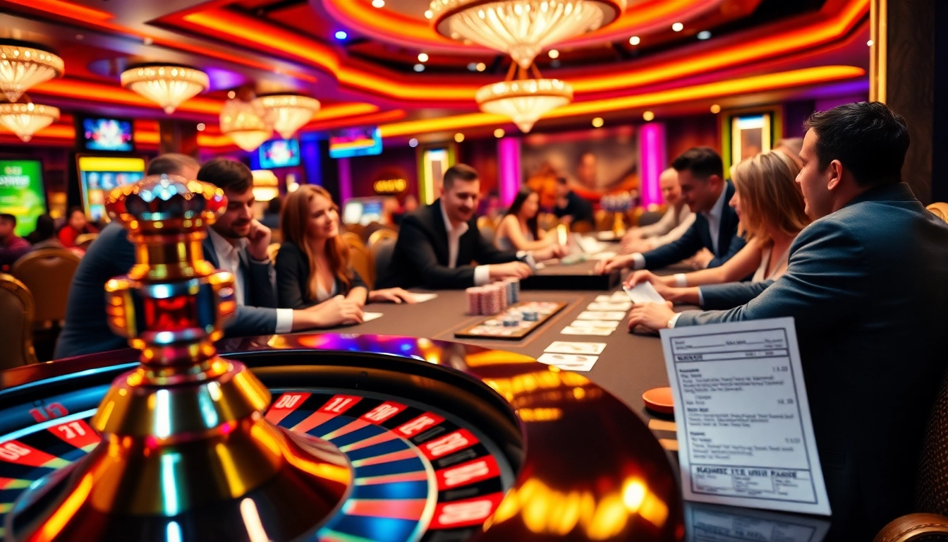Exciting poker action at a casino table featuring https://ggwines.net/ and colorful poker chips.