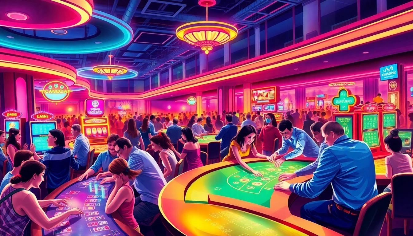 Engaged players enjoying the thrill of games at QQ88 CASINO, illuminated by sparkling lights.